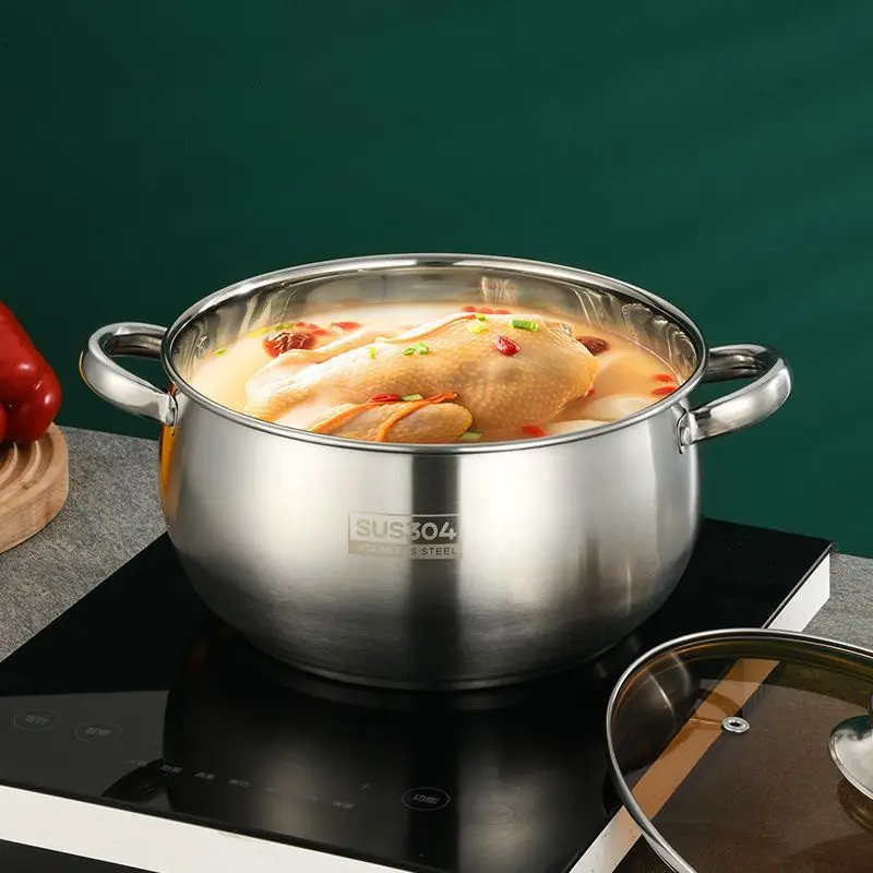 

304 thick stainless steel soup pot, soup pot, big belly pot, noodle pot, large capacity household pot, 24cm