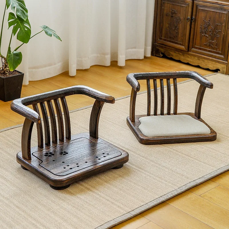 Solid wood small chair household back chair low chair low stool Japanese armchair balcony stool casual tea drinking bench