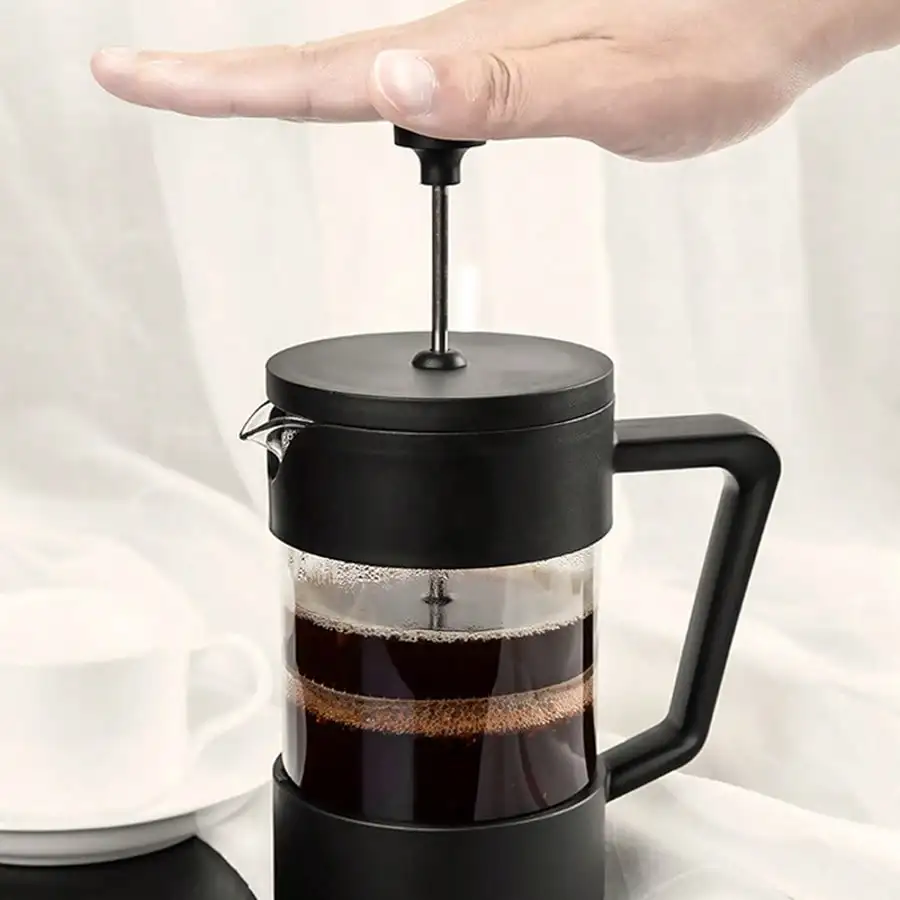 

Black French Press: Borosilicate Glass, Rust-Free, for Coffee & Tea Making