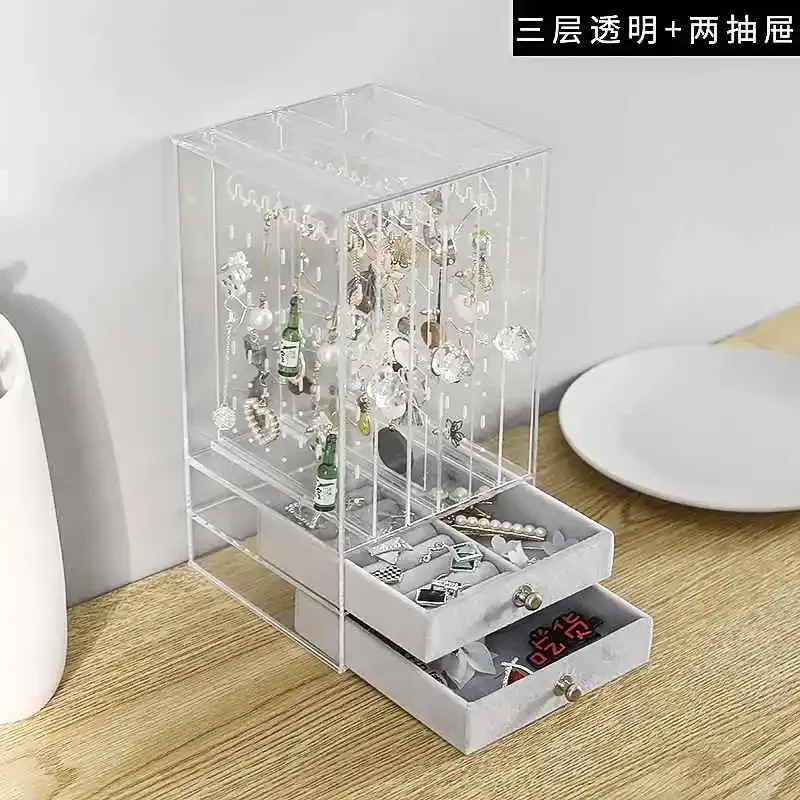 

XL Acrylic Jewelry Storage Box Ear i Ring Necklace Display Stand Premium Earrings Earrings Ring Cabinet
