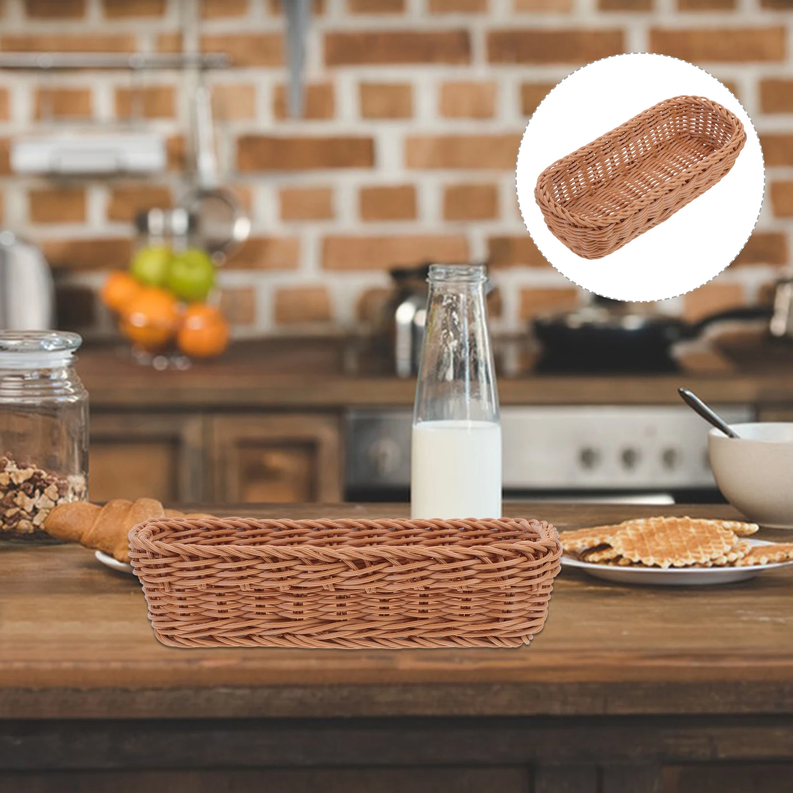 

2pcs Cutlery Storage Basket Woven Utensil Organizer Household Plastic Kitchen Basket Seasoning Jar Holder Multi-Function Sturdy