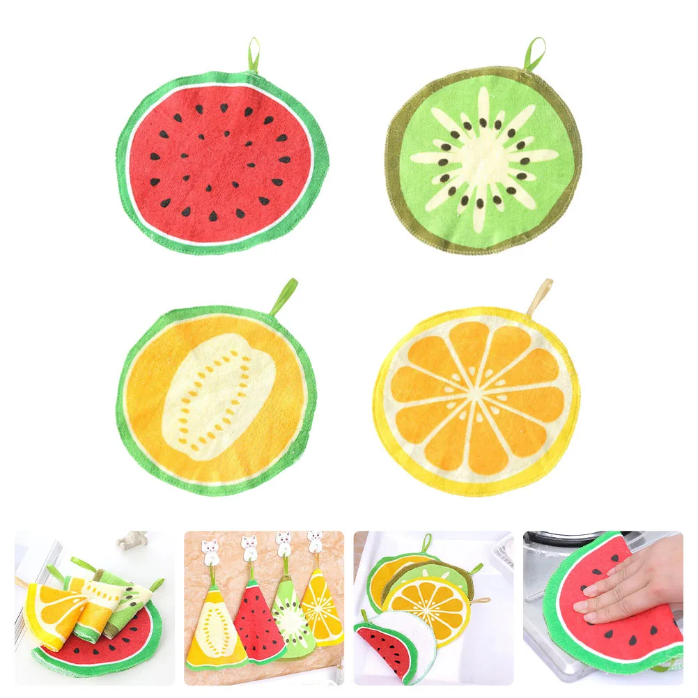 

4pcs Hanging Hand Towel Absorbent Quick Dry Kitchen Bathroom Travel Towels Small Hand Wipe Reusable Cotton Towel Set