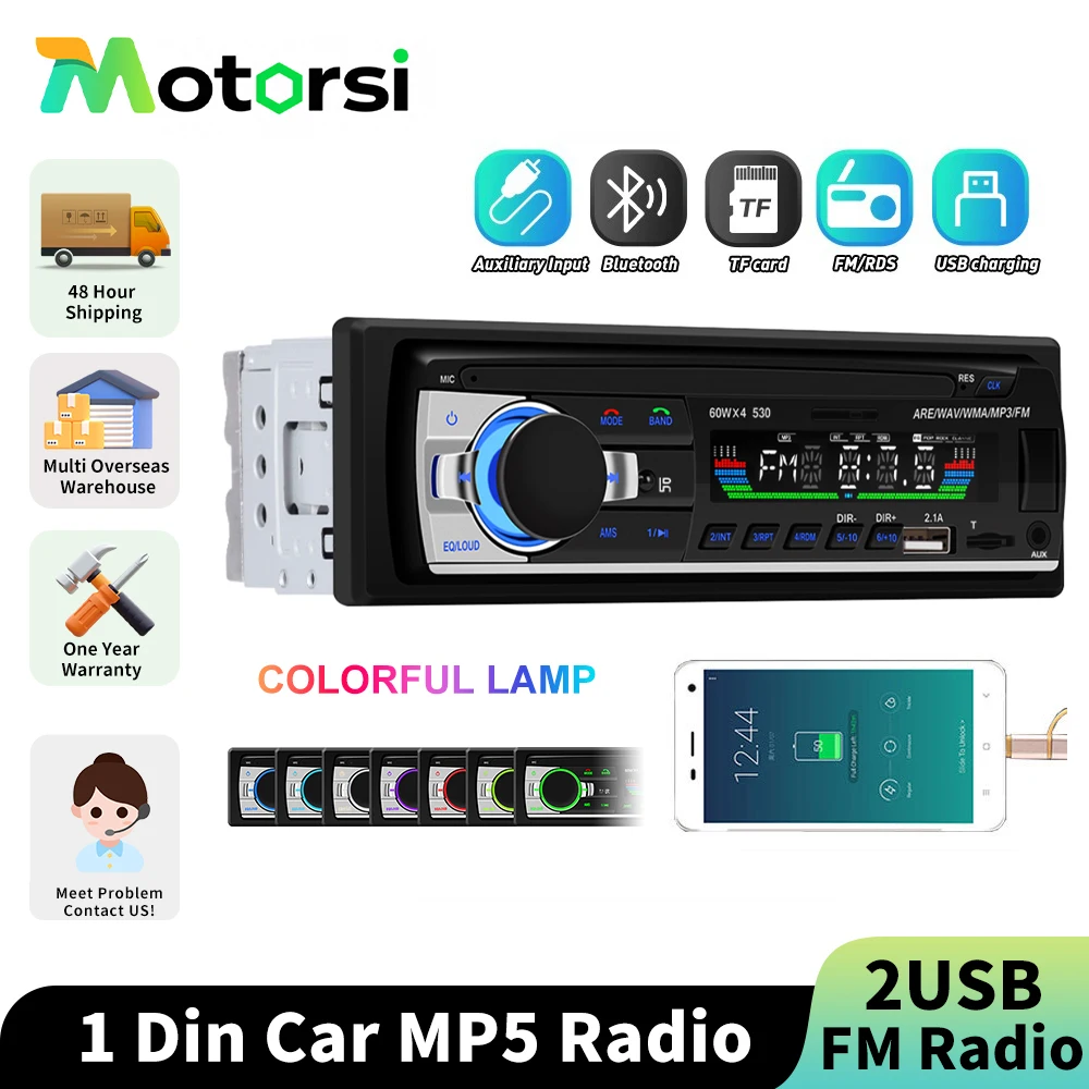 Motorsi 12 فولت 60 واط 1DIN سيارة مشغل MP3 BT سيارة ستيريو استقبال USB/SD/AUX-IN مشغل MP3 ستيريو الصوت راديو عدة لشاحنة سيارة
