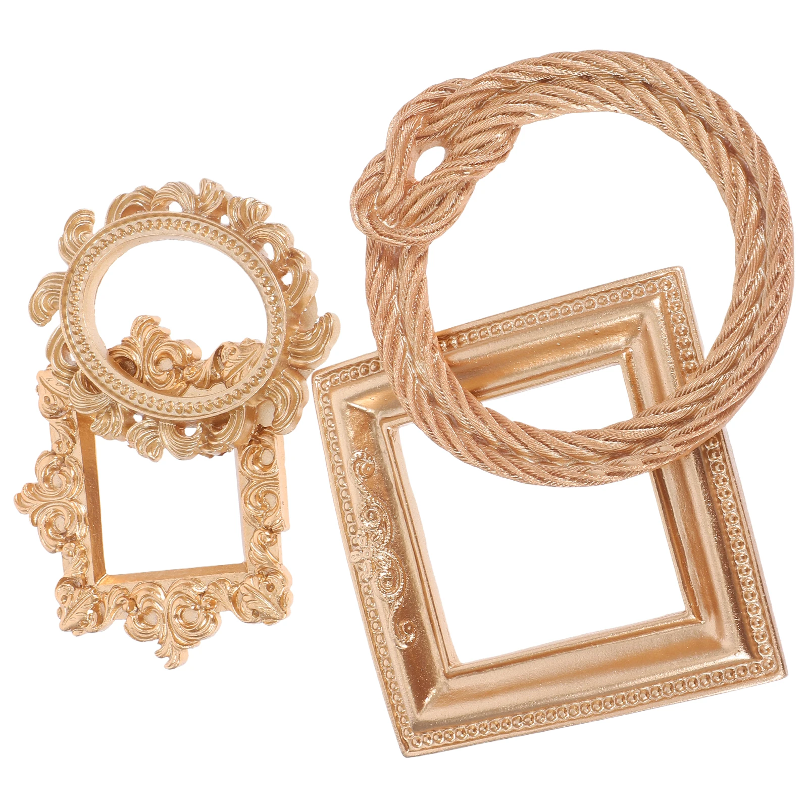 

4Pcs Vintage Resin Photo Frames Mini Size Decorative Picture Frame for Wedding Photo Booth Party Home Decor Photography