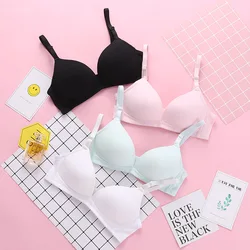 Young Girl Bra Pure Cotton AB Cup Thin Soft Breathable No Ssteel Ring Student Bra Developmental Girl Brateenage Girl Wrap Top