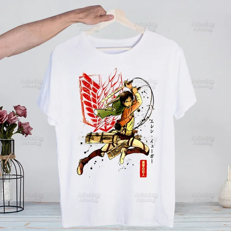 Attack on Titan T Shirt Men Retro Washed Liberty Eren Levi Tops Tees Harajuku Shingeki No Kyojin Tshirt Hip Hop Male T-shirts