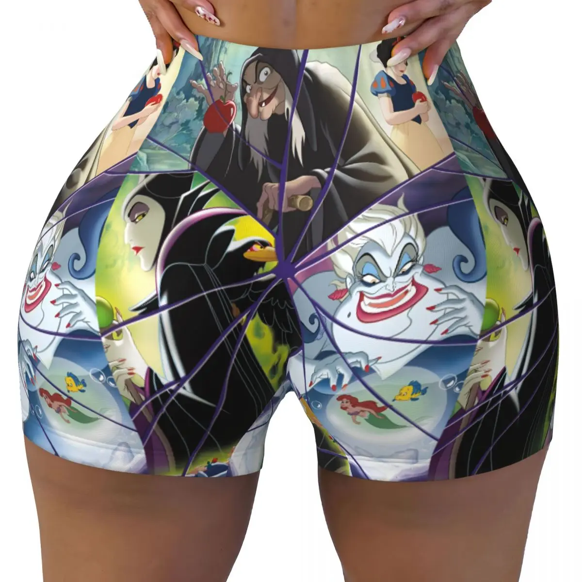 

Custom Comic Snow White And The Seven Dwarfs Mangas Gym Running Volleyball Shorts Women's Workout Yoga Shorts