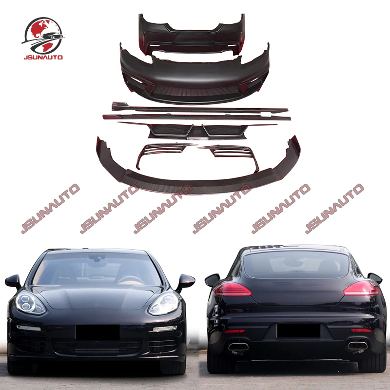 

For Panamera 970 Front Bumper Splitter Side Skirts Rear Bumper Fiberglass Bodykit For 14-16 Panamera Rear Spoiler Air Vents