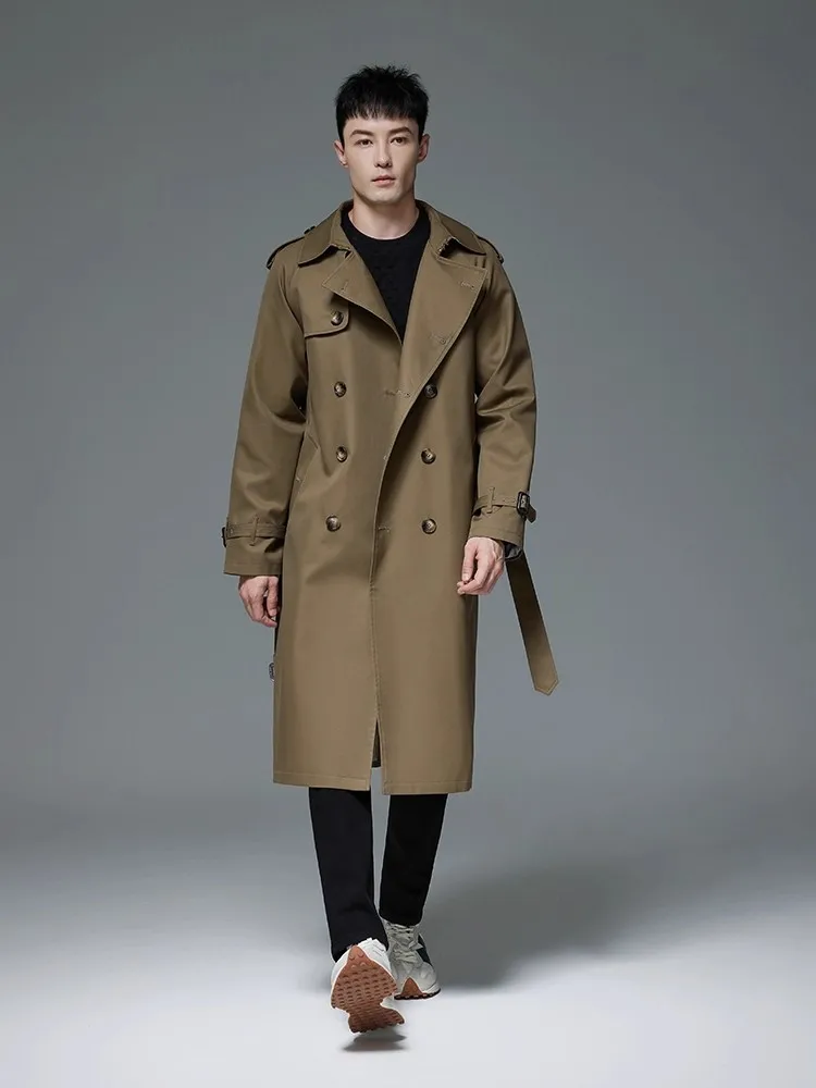 British Style Mens Belt Long Trench Coat Loose Fit Double Breasted Windbreaker Autumn Waterproof Outerwear Overcoat Big Size 6XL 5 British Style Mens Belt Long Trench Coat Loose Fit Double Breasted Windbreaker Autumn Waterproof Outerwear Overcoat Big Size 6XL 5