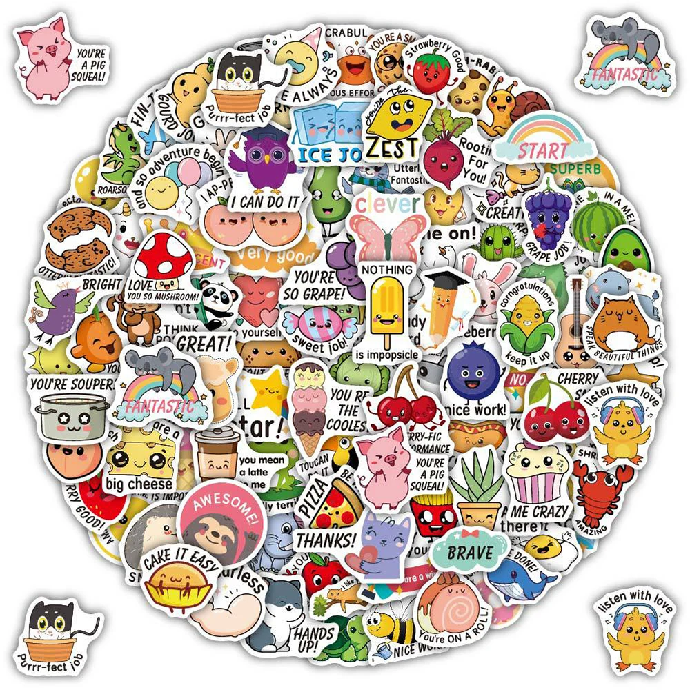 10/30/50/100pcs Funny Animal Pun Phrase Stickers Cartoon Decal Notebook Motorcycle Laptop Phone Car Guitar Cool Sticker Kids Toy