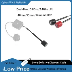 FlyFishRC Dual-Band 5.8Ghz/2.4Ghz ipex/UFL 40mm/95mm/145mm LHCP Long-distance Antenna Compatible DJI O3 Air Unit