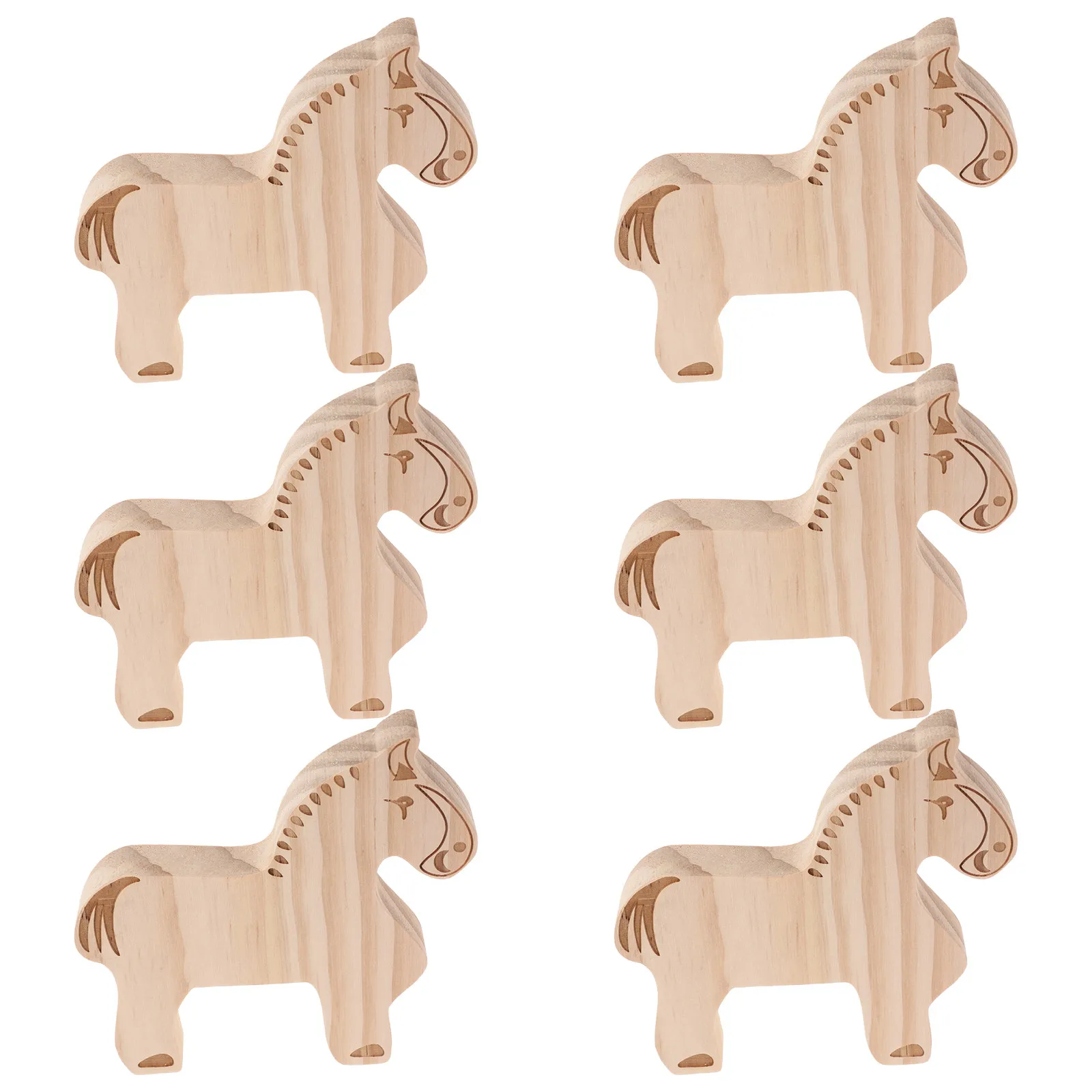 

Набор из 6 деревянных заготовок в форме лошадей, для росписи, ручной работы, для весенних поделок с животными, уникальные