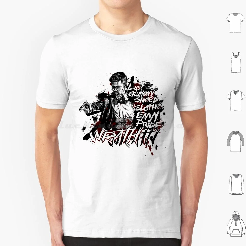 Camiseta de algodón con estampado de Se7en para hombre y mujer, camisa con estampado artesanal de Seven Sins Se7en, Brad Pitt Mill, Somerset Serial Killer Movie, Kevin Spacey Lust