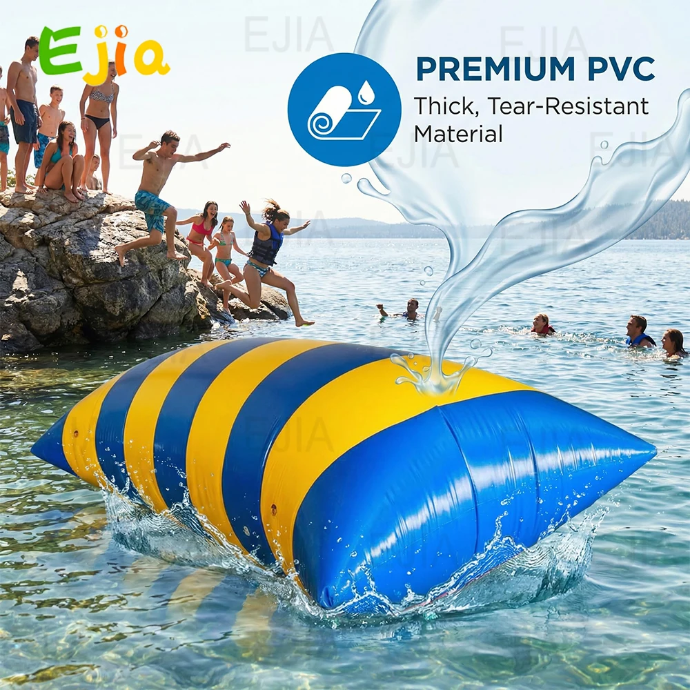 

Commercial Inflatable Water Jumping Blob Customizable White Blue Yellow PVC Large Exciting Water Pillow Ar Bag for Lake Sea