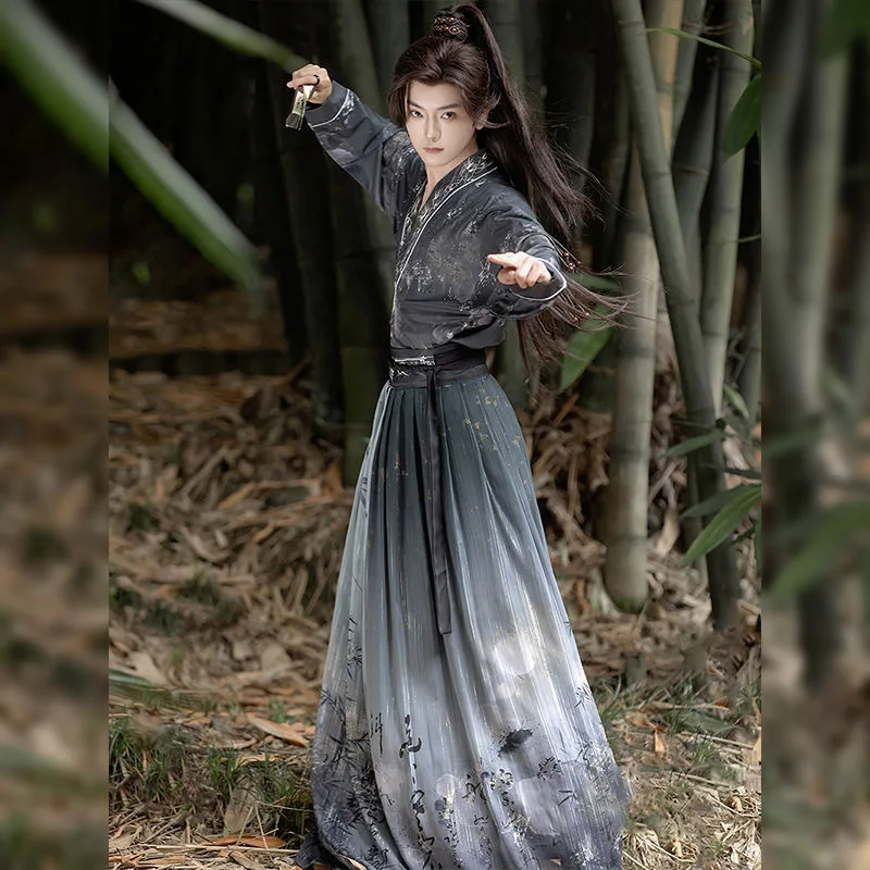 

Вэй и вышитый ханьфу, рыцарский мужской и женский костюм с воротником, древний костюм для боевых искусств, весна-лето