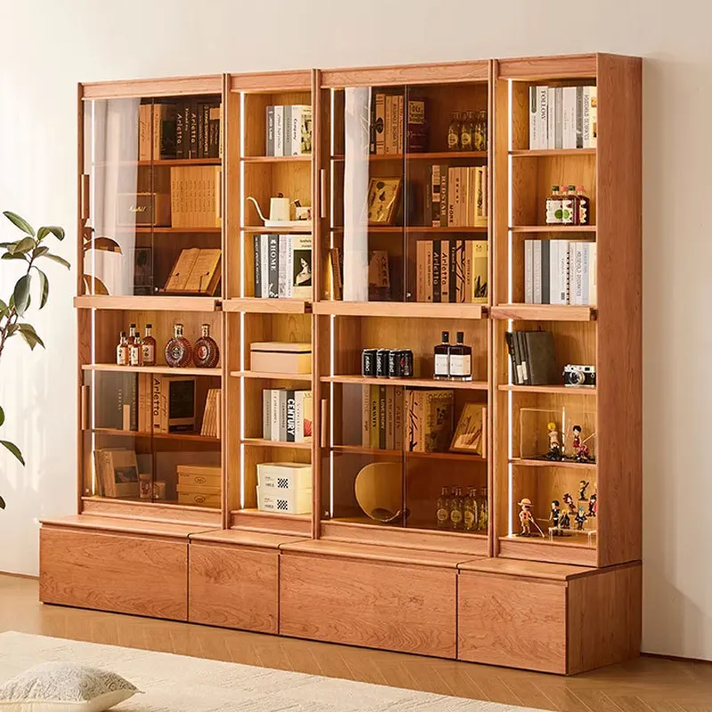 カスタマイズ可能な北欧コンビネーション本棚モダンでシンプルなリビングルームフルウォールカードシート本棚収納キャビネット
