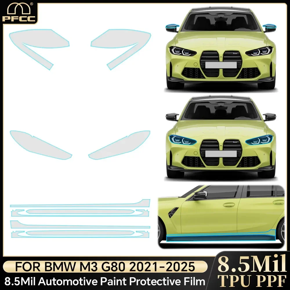 

Headlight Rearview TPU Paint Protection Film Pre-cut PPF Anti-scratch Clear Bra Resistant Cover For BMW M3 G80 2021 2022 2023