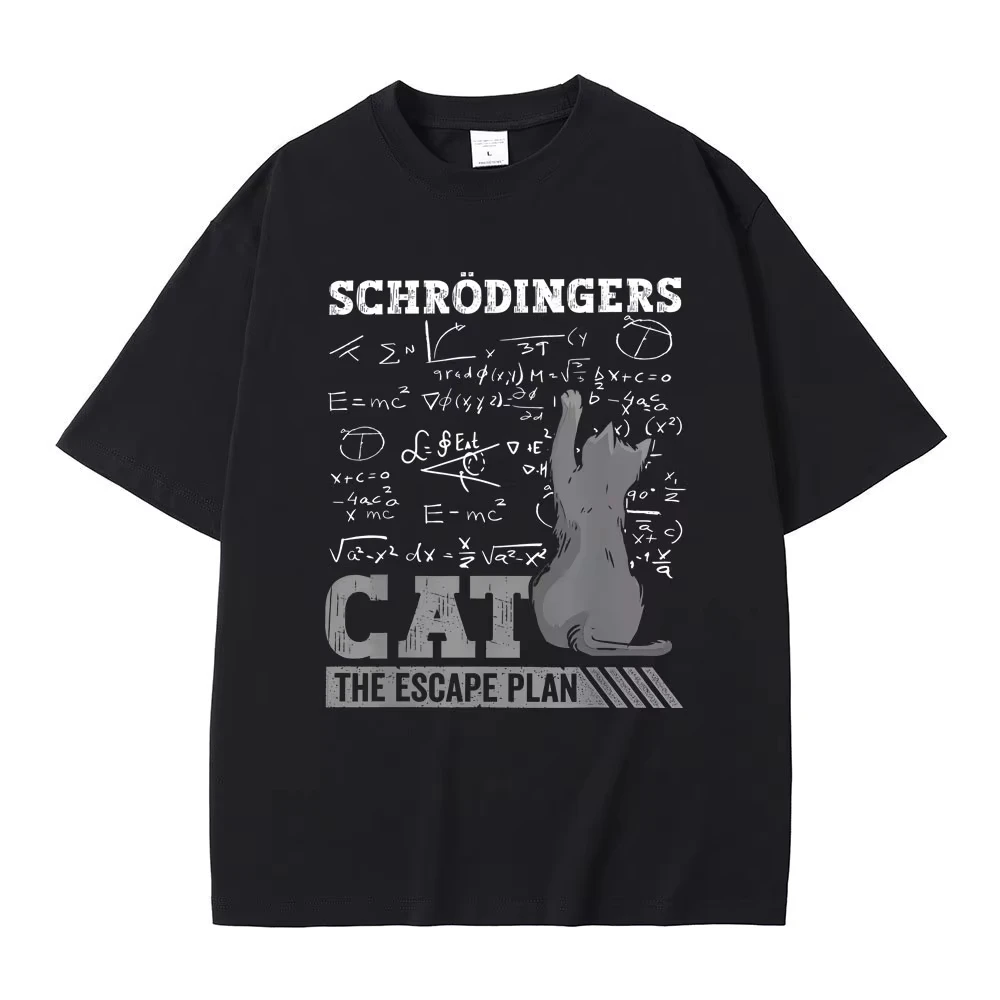 

Schrodinger Cat The Escape Plan Funny Meme Graphic Cotton T-Shirt Women's Casual Oversized Men's Gothic Vintage T-Shirt