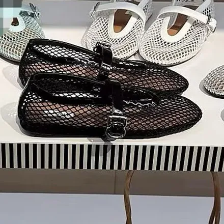 2026 Europese en Amerikaanse lente nieuwe ballerina's voor dames met visnet-mesh Mary Jane schoenen