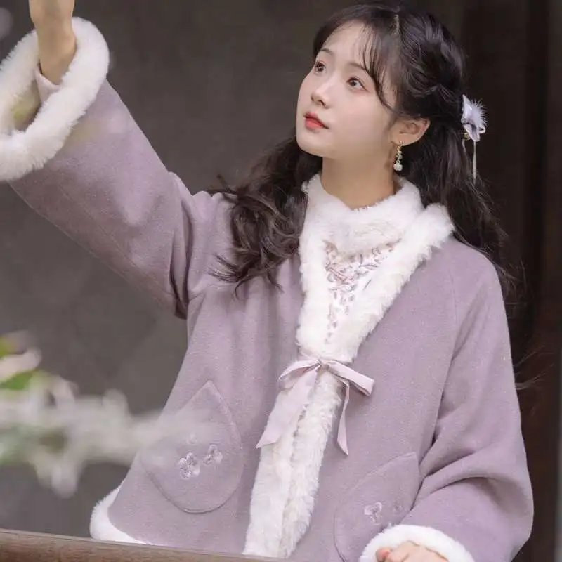 

Утепленная куртка-жакет оверсайз в китайском стиле с бахромой для мужчин и женщин, осенне-зимняя, с завязками, теплая верхняя одежда