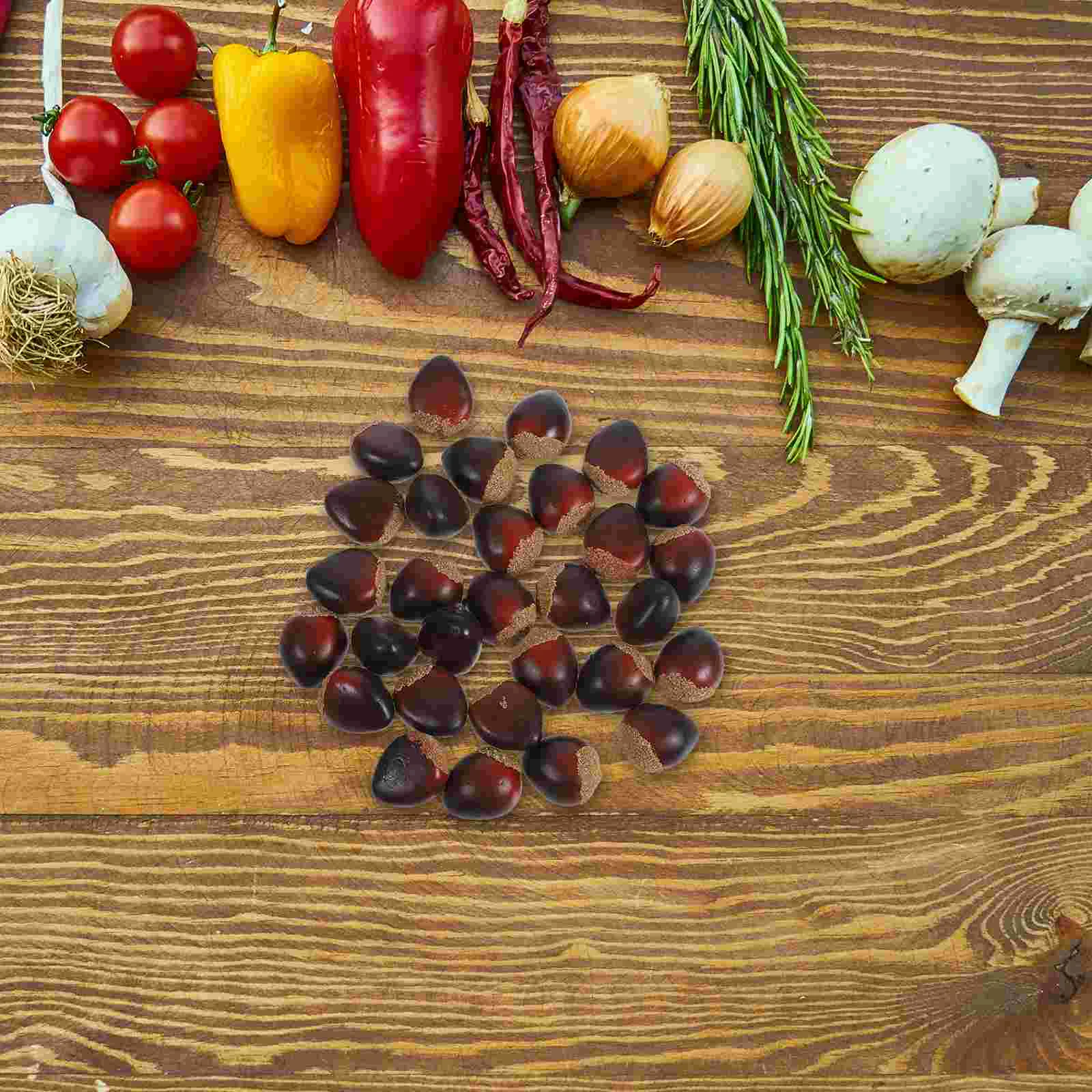 30 Pcs Foam Chestnut Artificial Nuts Decorations Fake Food Prop Nut Model Display Easy Clean Lightweight Portable image 3