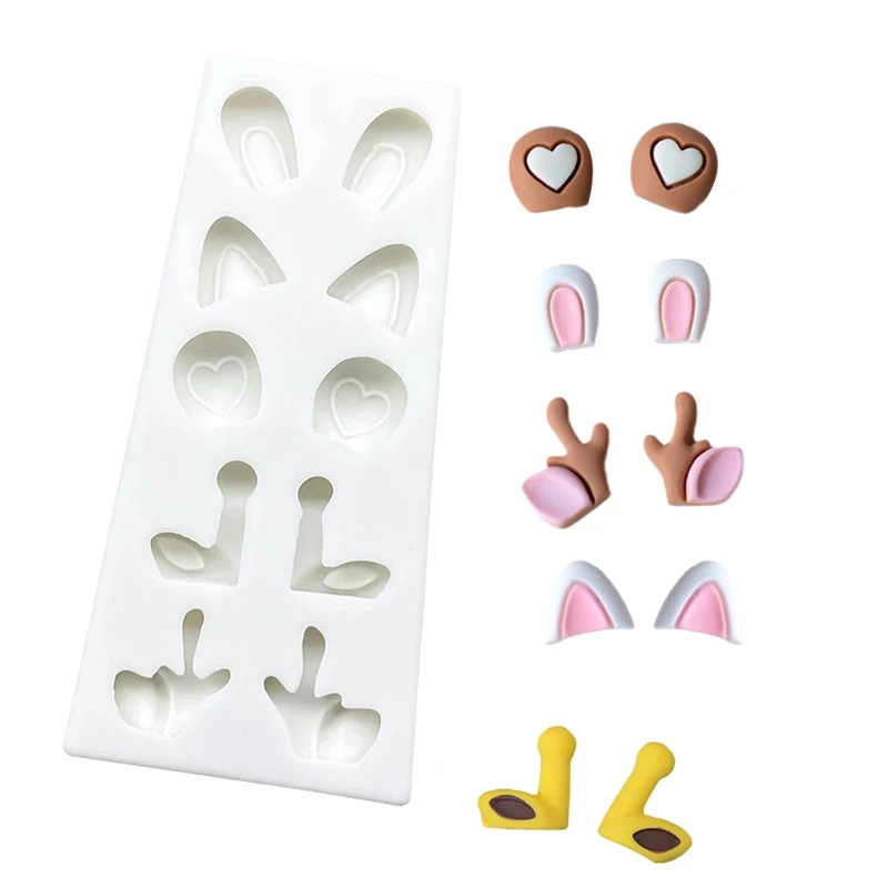 Cartoon Bunny Cat Bear Deer Ears Silicone Sugarcraft Mold Resin Tools Cupcake Baking Mould Cake Decorating Tools