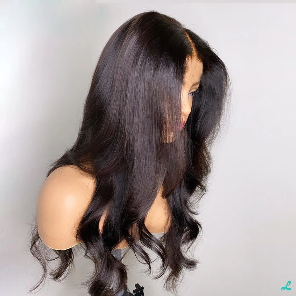 

Черные парики с эффектом волны, 26 дюймов, 180% плотность, без клея, с кружевной передней частью 13*4*1, для женщин, с детским волосом, из синтетического волокна, для повседневной носки