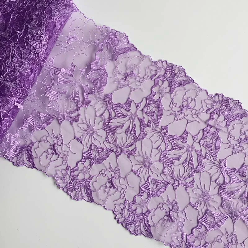 20Yds Purple Two Sides Embroidered Mesh Lace Trim DIY Lingerie Sewing Accessories Floral Embroidered Net Lace for Dress