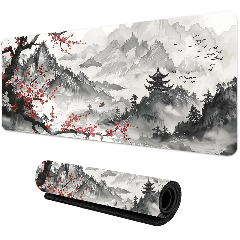 Sakura Scenery Mouse Pad Large Anti-Slip Rubber Game MousePad Durable Desk mat Thick Seam Edge Suitable for Office and Gaming