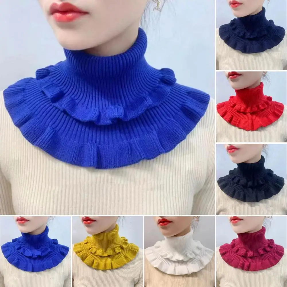 

Double-Layered Ruffle Trim Fake Collar for Women Solid Color Detachable Shirt Accessory for Autumn Winter Women's Neckwear