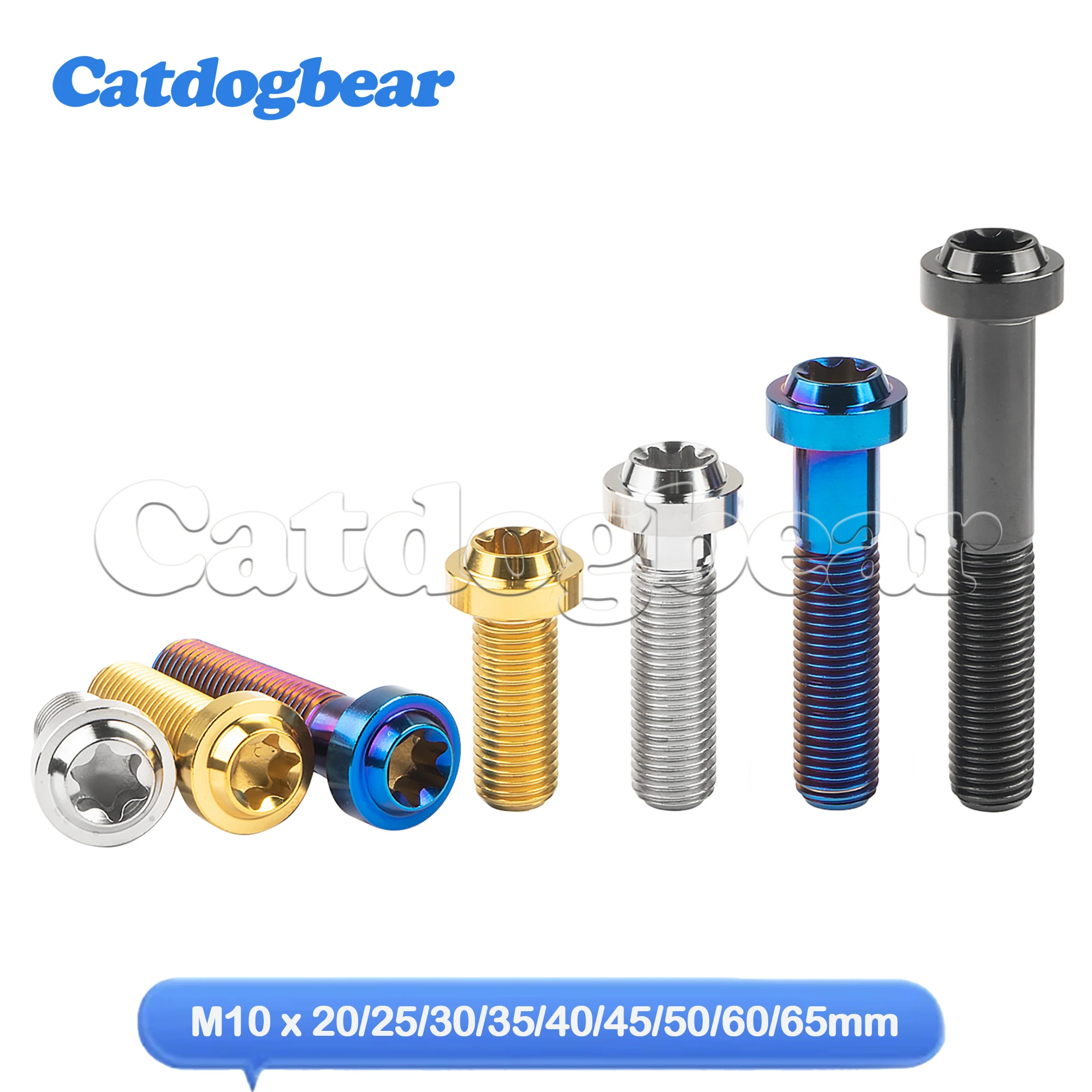 

Catdogbear Titanium Bolt M10x20 25 30 35 40 45 50 60 65mm Pitch 1.25/1.5mm T45 Torx Head for Motorcycle Car