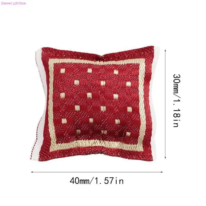 D0JC 1/12 Scale Red Pillow Cushion For Doll House Sofa Couch Miniature Bedroom Furnit