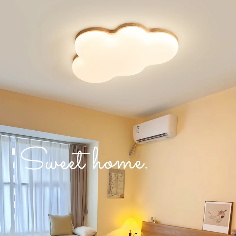Nordic Cloud Ceiling Light for Kids Room Bedroom Study Cartoon Wooden Art Lamp Full Spectrum Warm White Dimmable LED Lighting