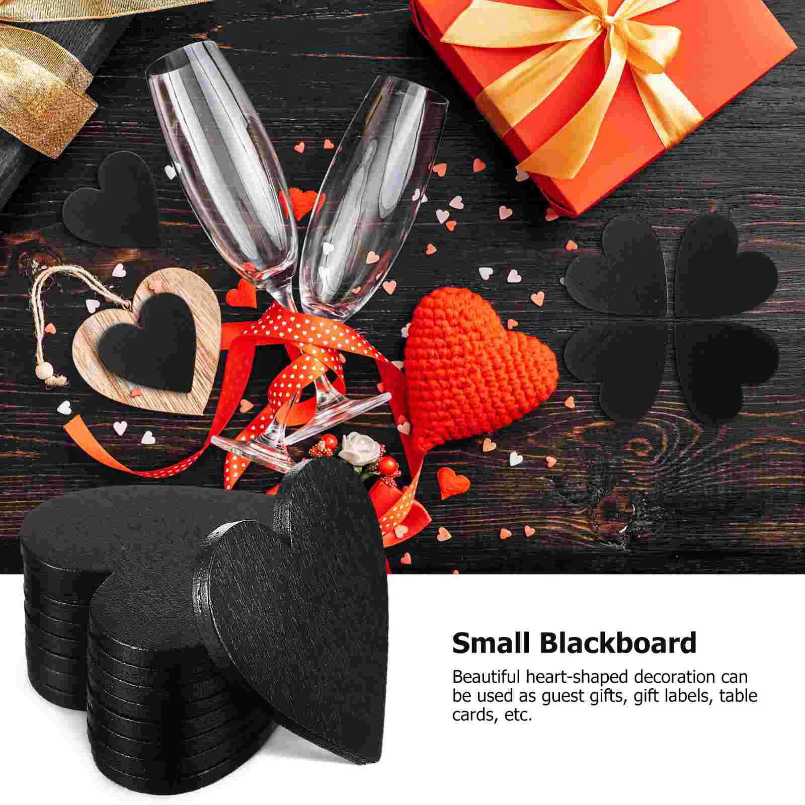 20 Pcs Heart Shaped Blackboard Table Decor Wooden Craft Shapes The Sign Baubles Hearts Small Love-heart for Crafting