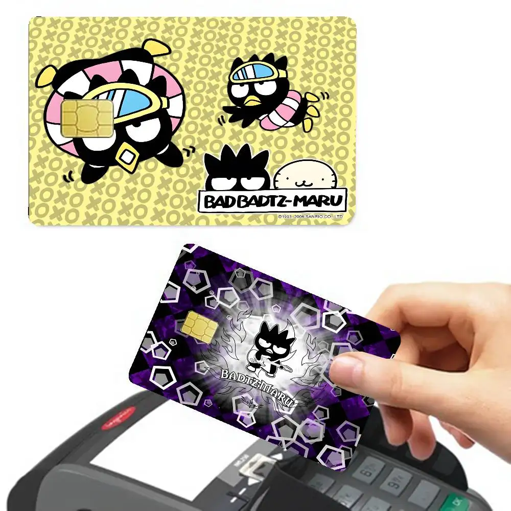 Bad Badtz-Maru cartoon Credit Card Skin Stickers No Adhesive Residue Water Proof for VISA Credit Card Subway Access Card
