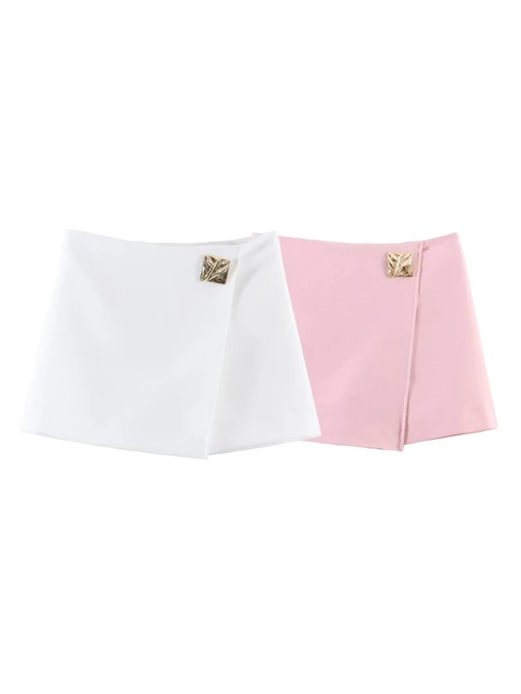 

Женские летние шорты-юбки 2026: модные, элегантные, однотонные, с высокой талией, асимметричные, для уличного стиля