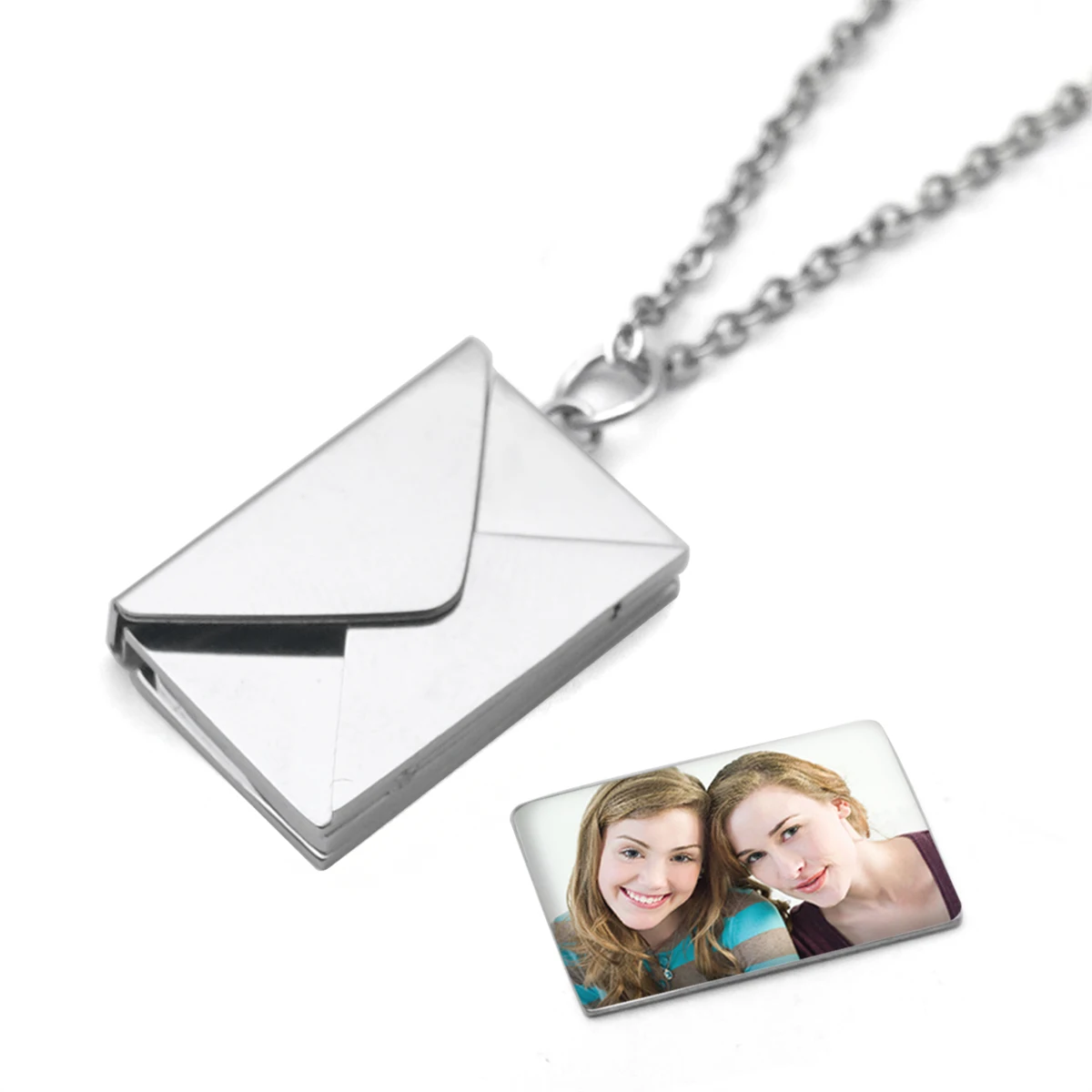 

Custom Envelope Necklace Personalized Secret Message Locket Necklaces Pull-Out Photo Jewelry Gift for Women Mother's Day Gifts