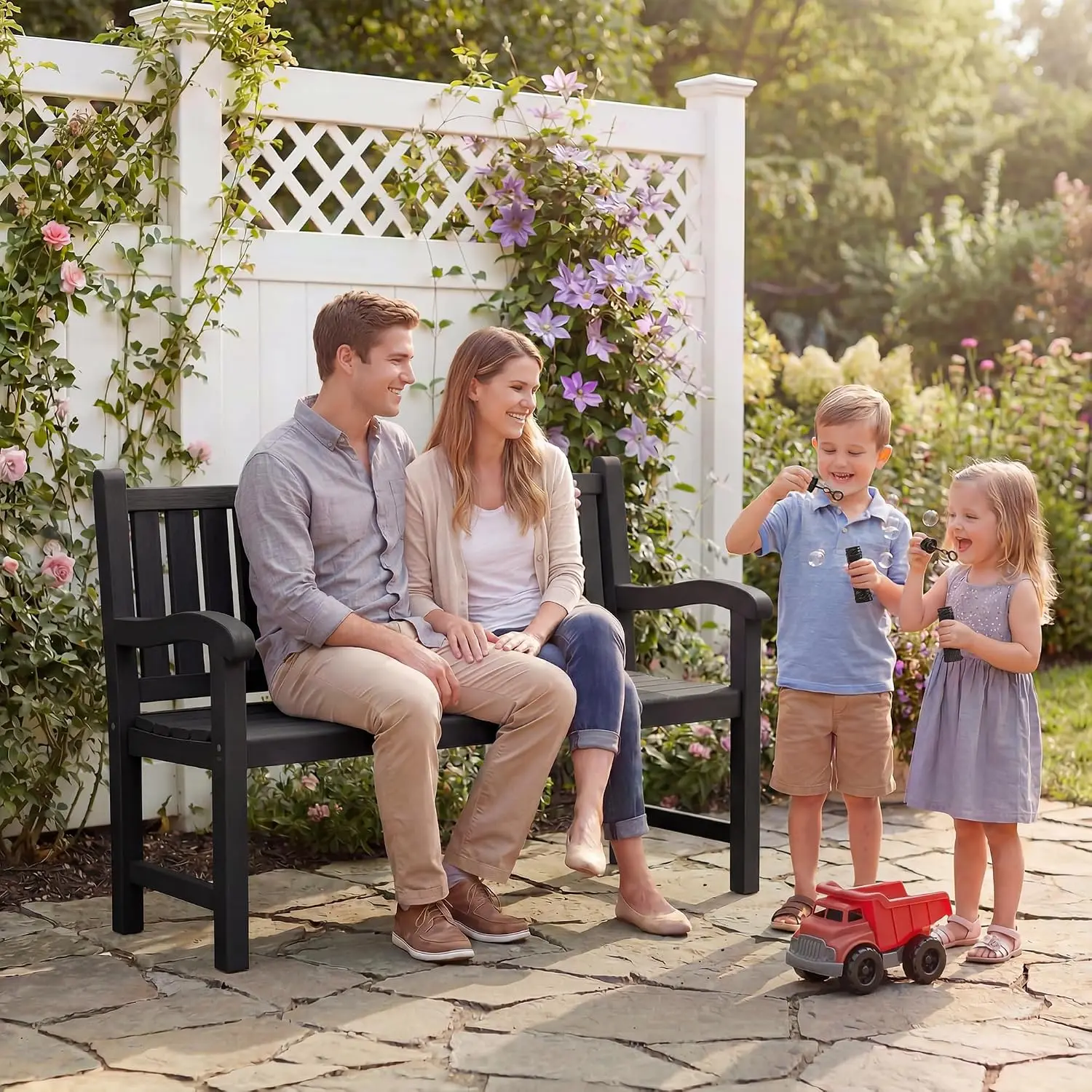 Outdoor Bench, 2-Person Outdoor Benches Weatherproof, Customized