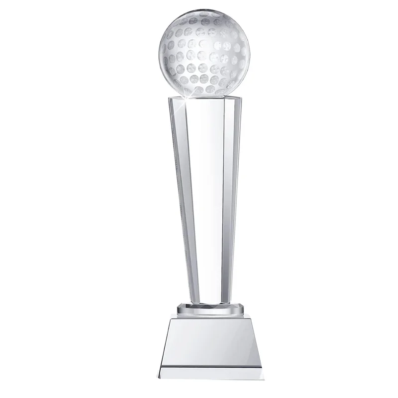 

6X 9 X 2.8 Inch Crystal Glass Golf Trophy For Adults Kids Golf Tournament Table Desktop Decor