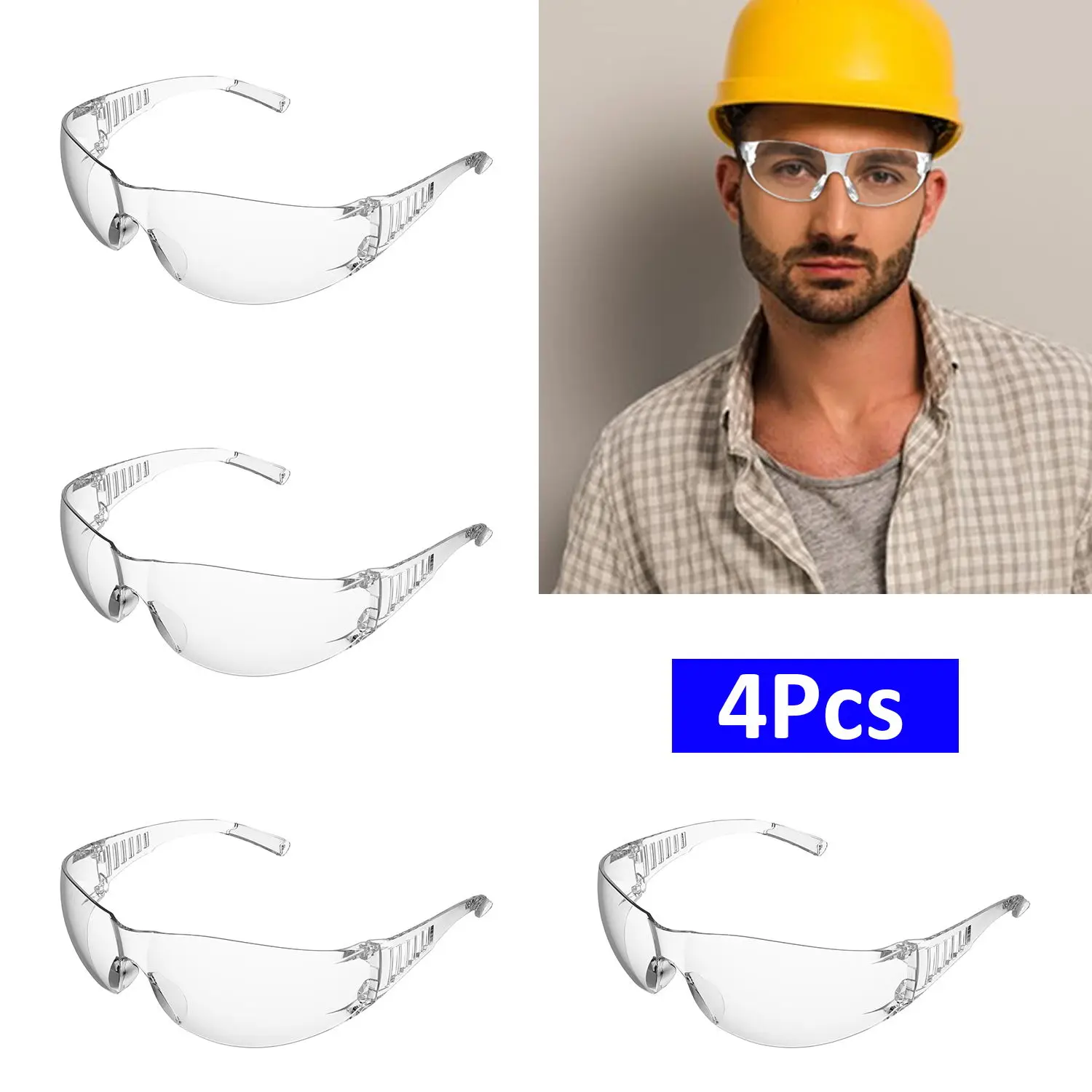 Safety Glasses Clear Unisex Anti-Scratch Protective Goggles Impact Resistant Lens CE ANSI Z87 Construction Shooting Laboratory