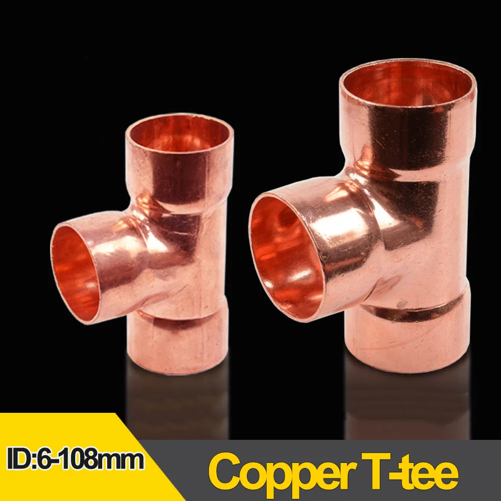 Pure Copper T Tee Equal Reducing 6‑108mm Welding Pipe Fitting For Air Conditioner Refrigeration HVAC