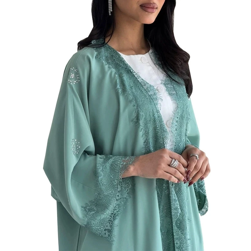 Ramadan marrocos novo arábia saudita renda emenda casaco longo modesto abaya muçulmano moda de luxo robe islâmico
