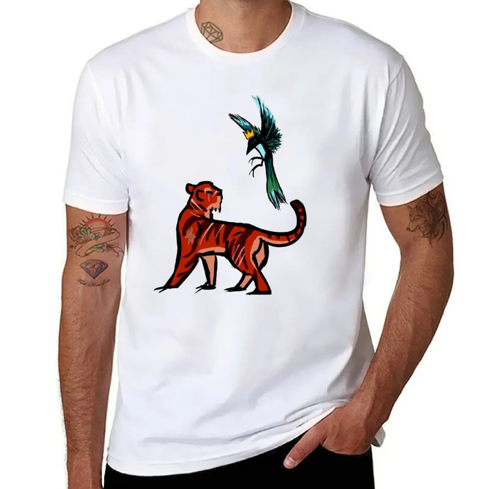 

Tiger and Magpie T-Shirt man t shirt cotton high quality man graphic t shirt T-Shirt