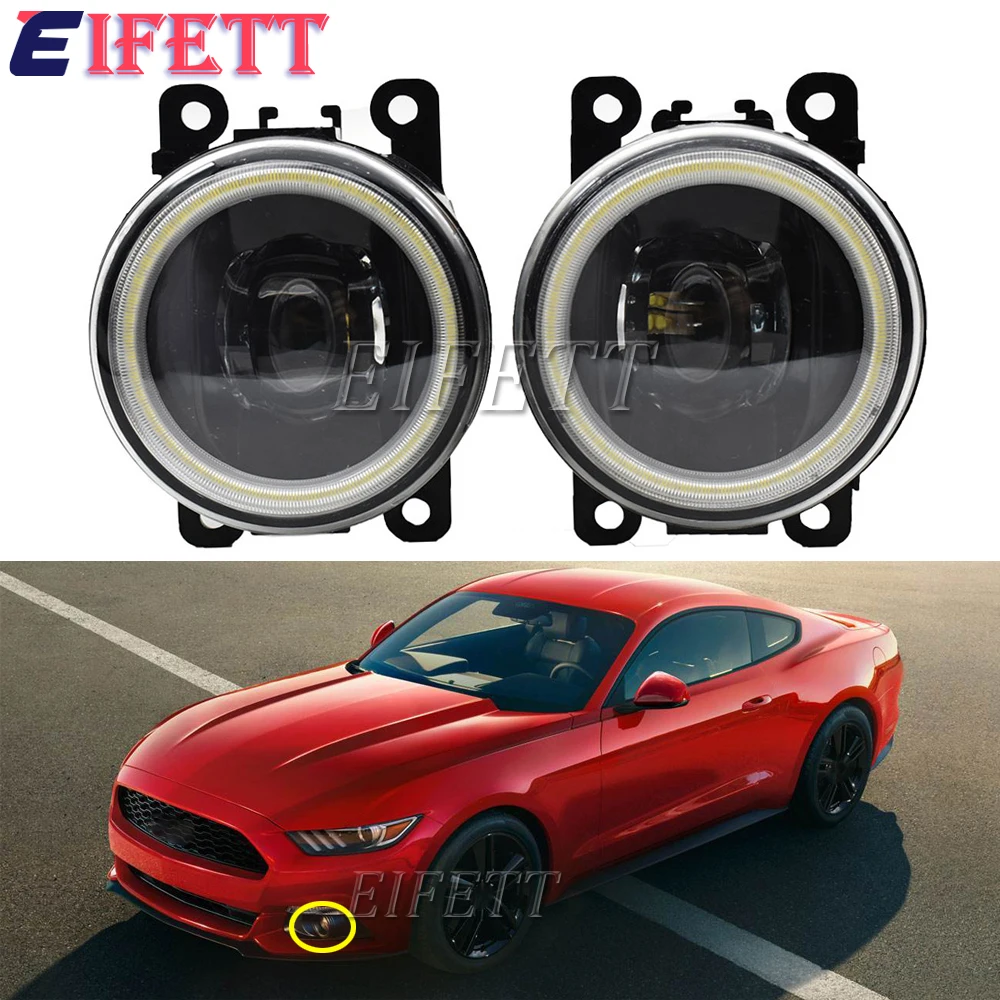 

2 Pieces Car Front Bumper LED Fog Light Assembly Angel Eye Daytime Running Light DRL H11 12V For Ford Mustang 2015 2016 2017