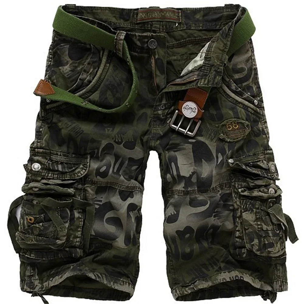 Summer Men\'s Casual Shorts Fashion Camouflage Multi-pocket Zipper Loose Military Combat Work Shorts Breathable Five Pants