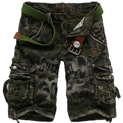 Pantalones cortos informales de camuflaje para hombre, pantalones cortos de trabajo de combate militar sueltos con cremallera, múltiples bolsillos, transpirables, Verano