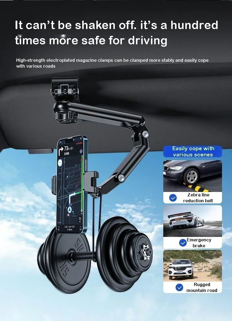 1 Autotelefonhalter, multifunktionaler 360-Grad-drehbarer Rückspiegelhalter, Sitzclip-Halter, 4,0-6,1 Zoll Handy-GPS-Halter – Detail 3