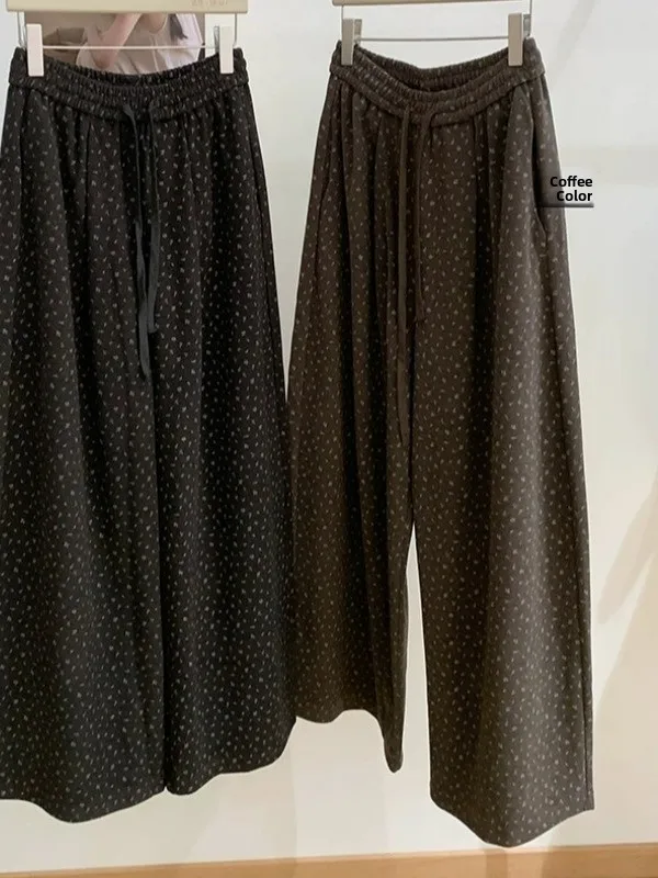 Koreaanse Sle bloemenprint ballonbroek dames winter Fce gevoerde losse pasvorm broek met rechte pijpen Casual Faion