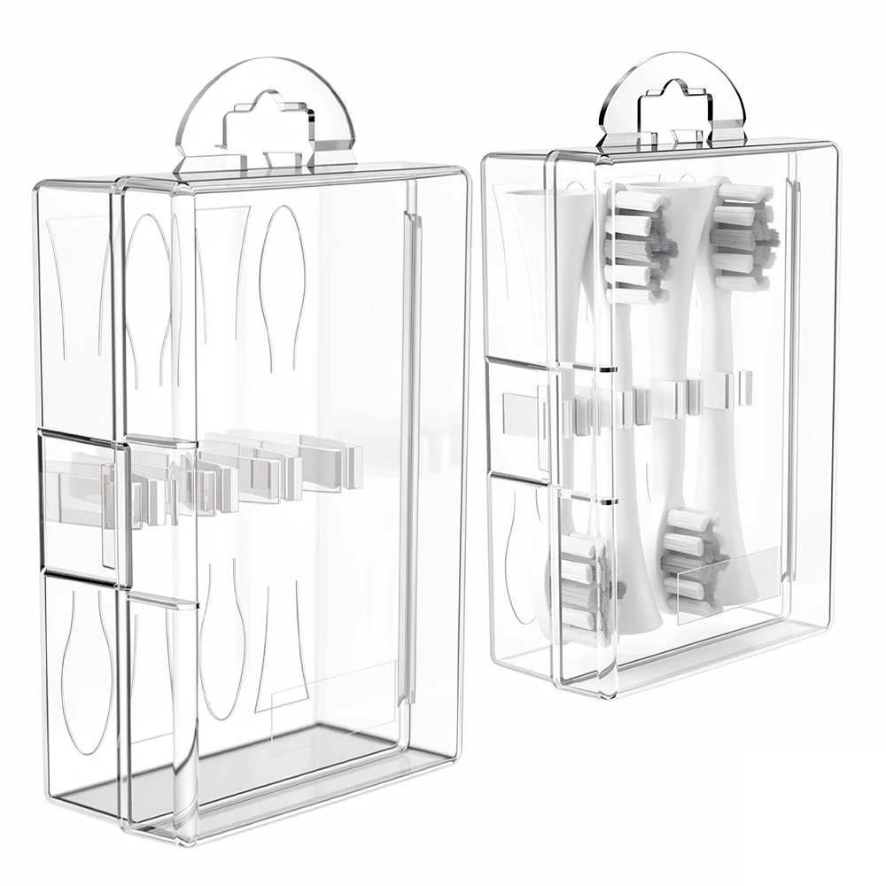 Toothbrush Head Protective Box, Clear Travel Case Compatible with Oral B, iO & Philips Sonicare Electric Toothbrush Brush Heads