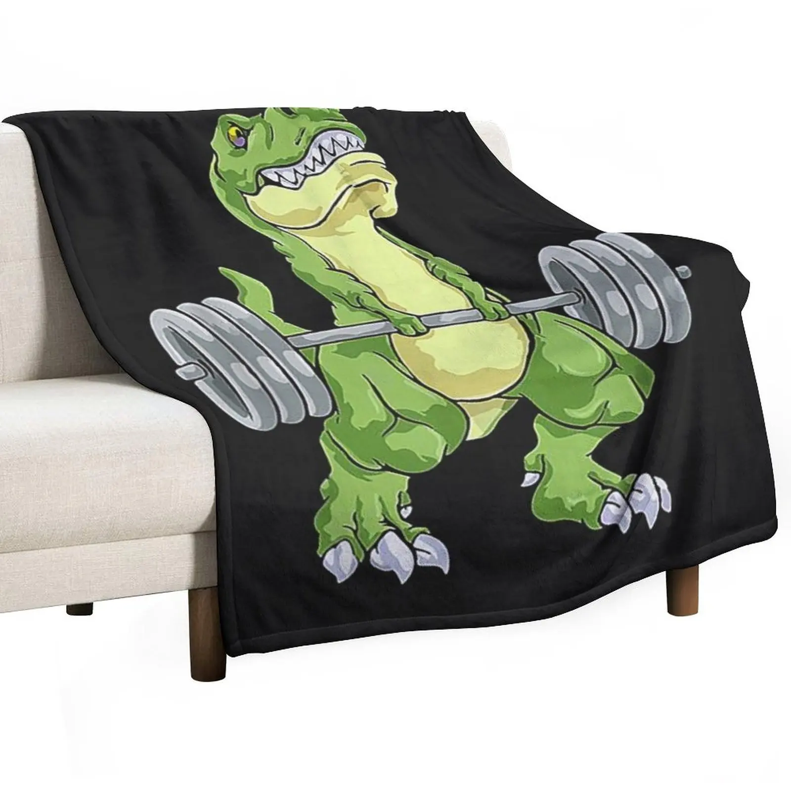 

WEIGHT LIFTING Dinosaur Funny gift Throw Blanket for babies Bed Fashionable Plush Camping Blankets